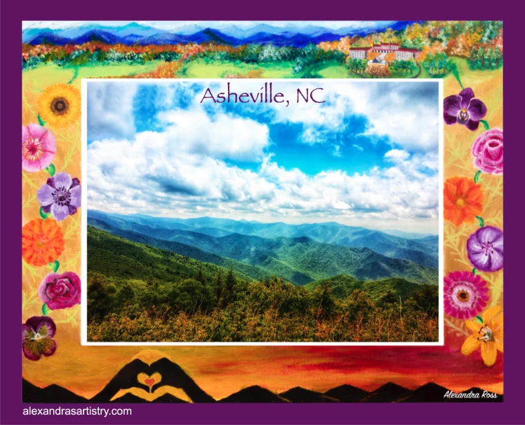 Flower Framed Mountains with Asheville
