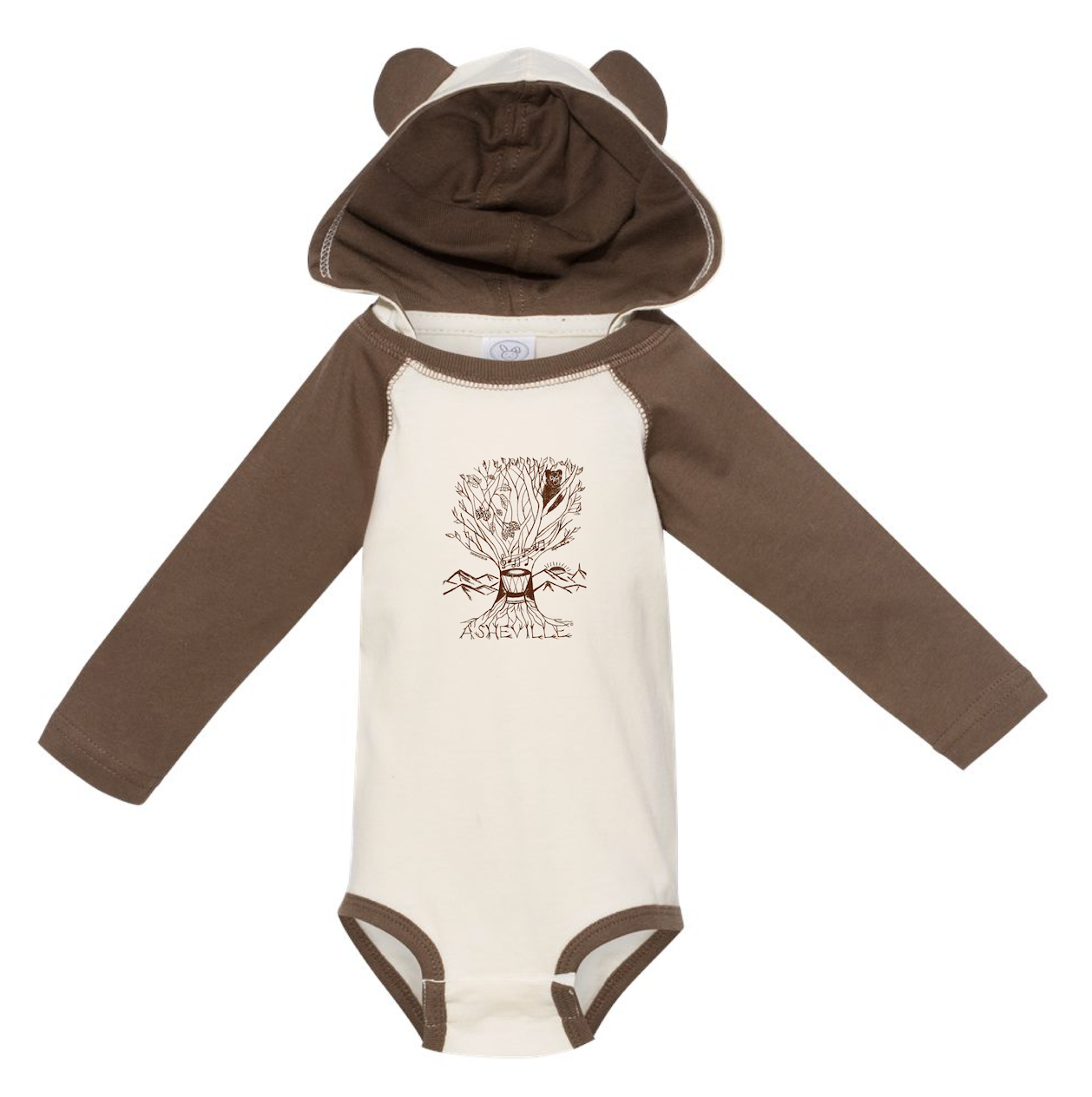 Asheville Tree Long Sleeve Bear Onesie With Ears