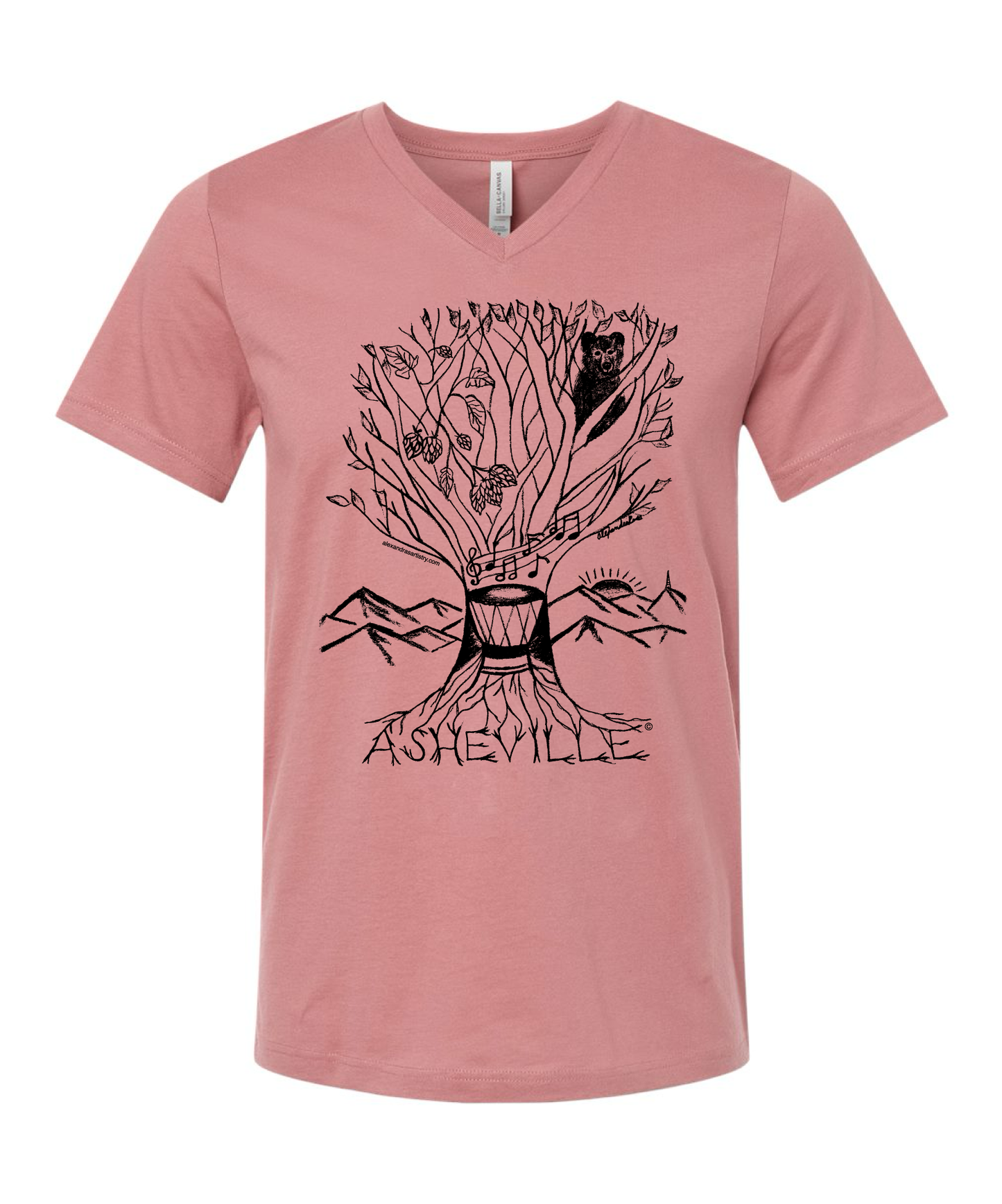 Asheville Tree Mauve V-neck