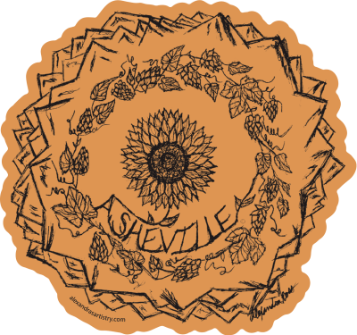 Asheville Sunflower Mandala Sticker
