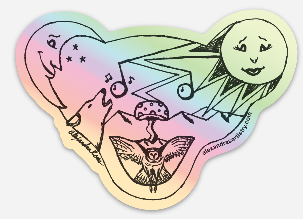 'Funky Bear' holographic Sticker