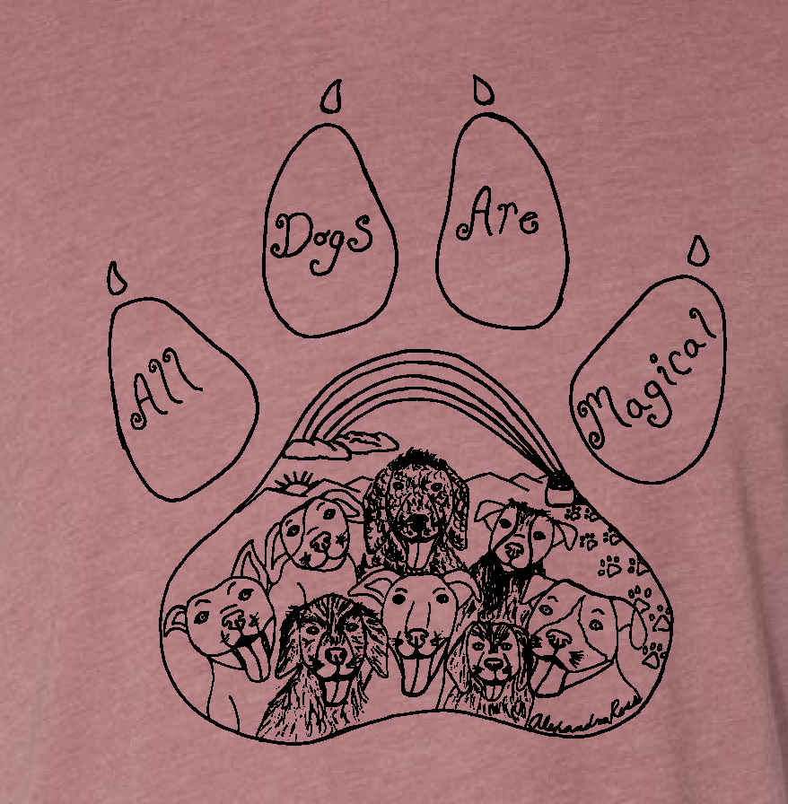 All Dogs are Magical unisex heather mauve t-shirt