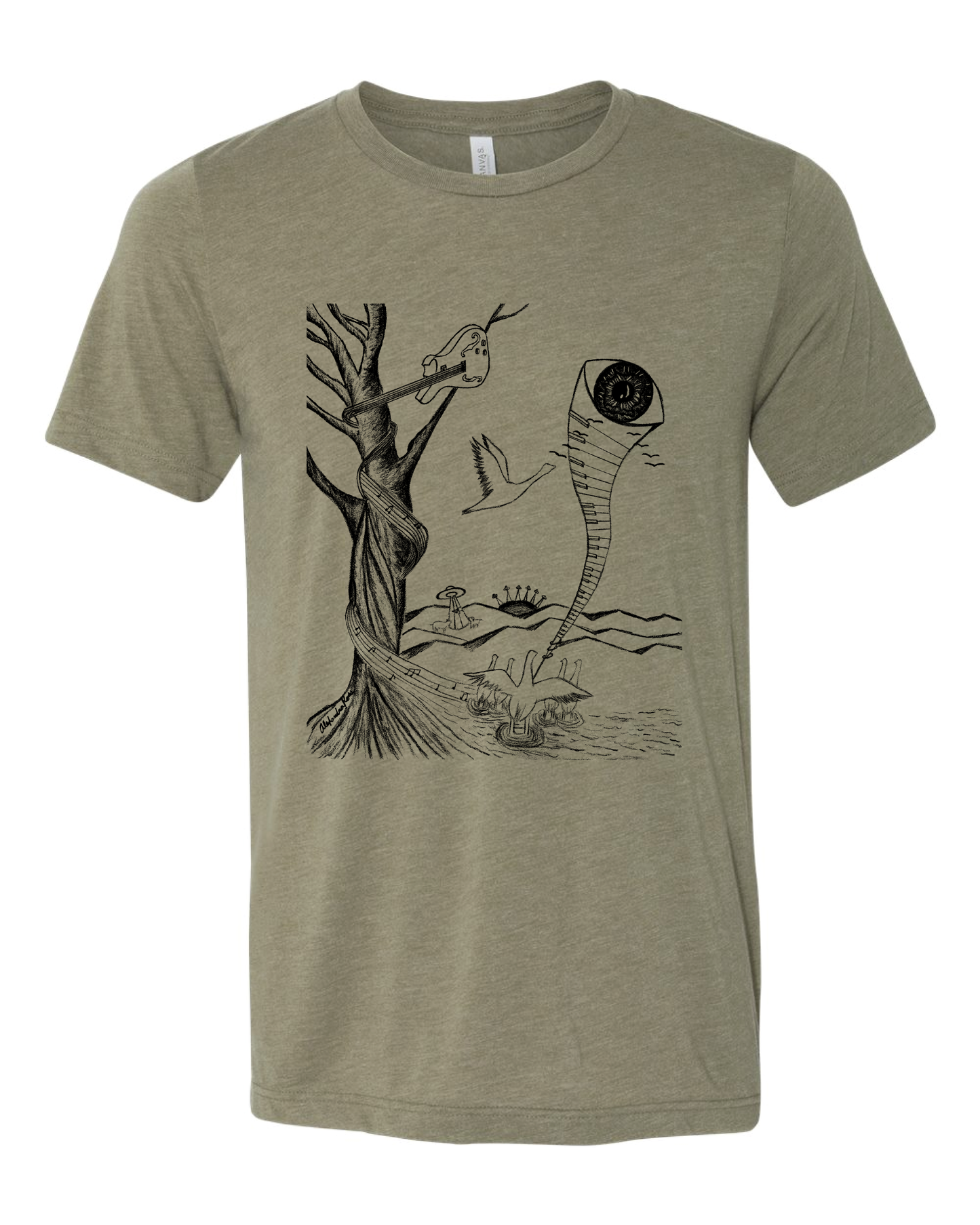 'Earthling or Alien' heather olive t-shirt