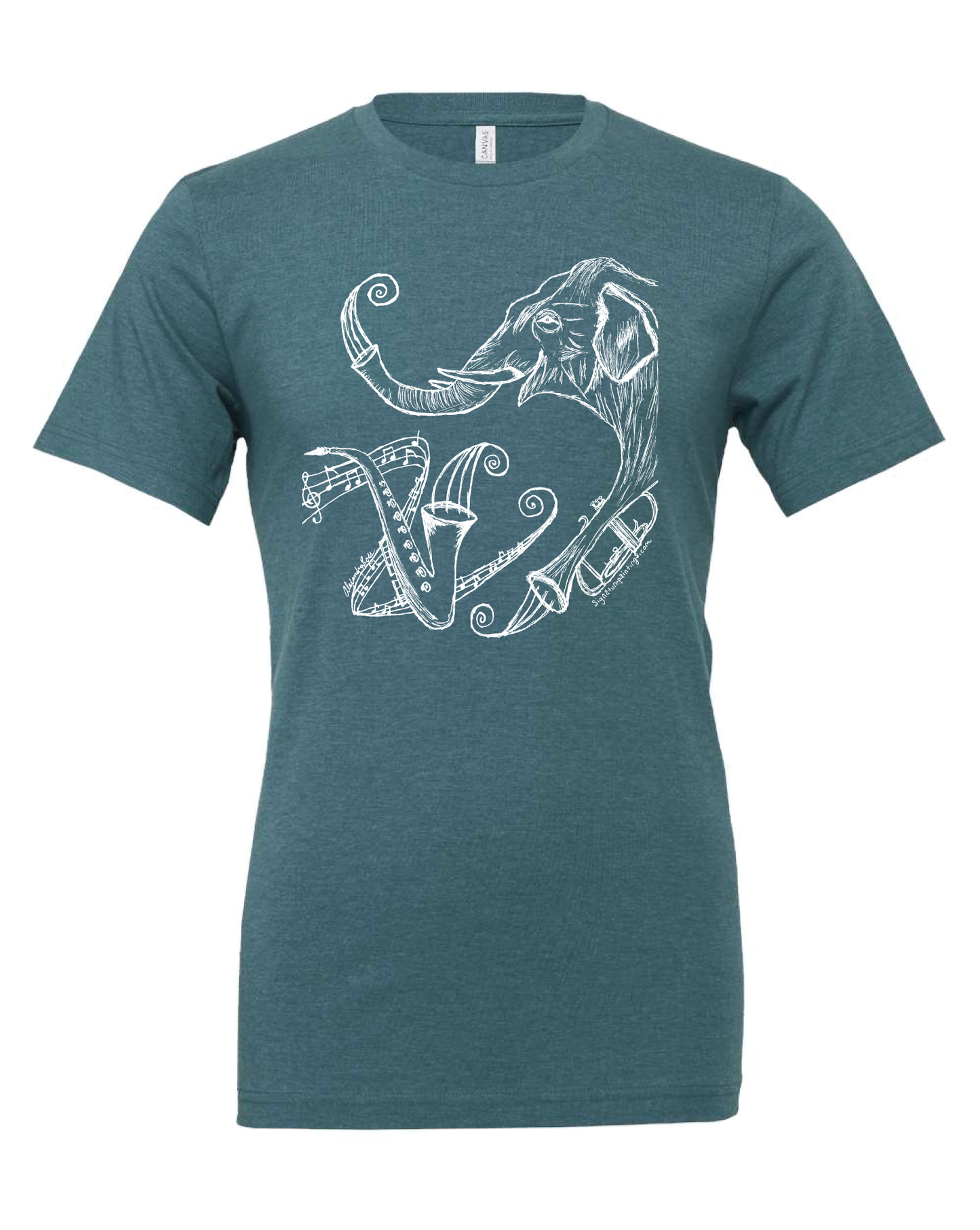 'Music Elephant' Heather Deep Teal T-shirt