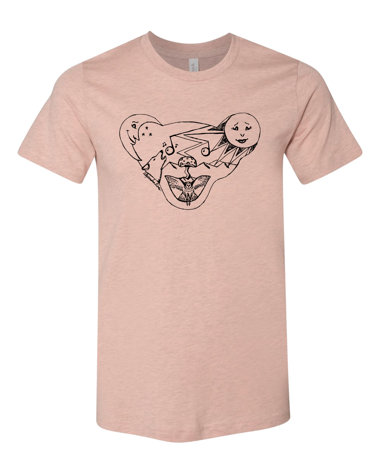 'Funky Bear' Heather Prism Peach T-shirt