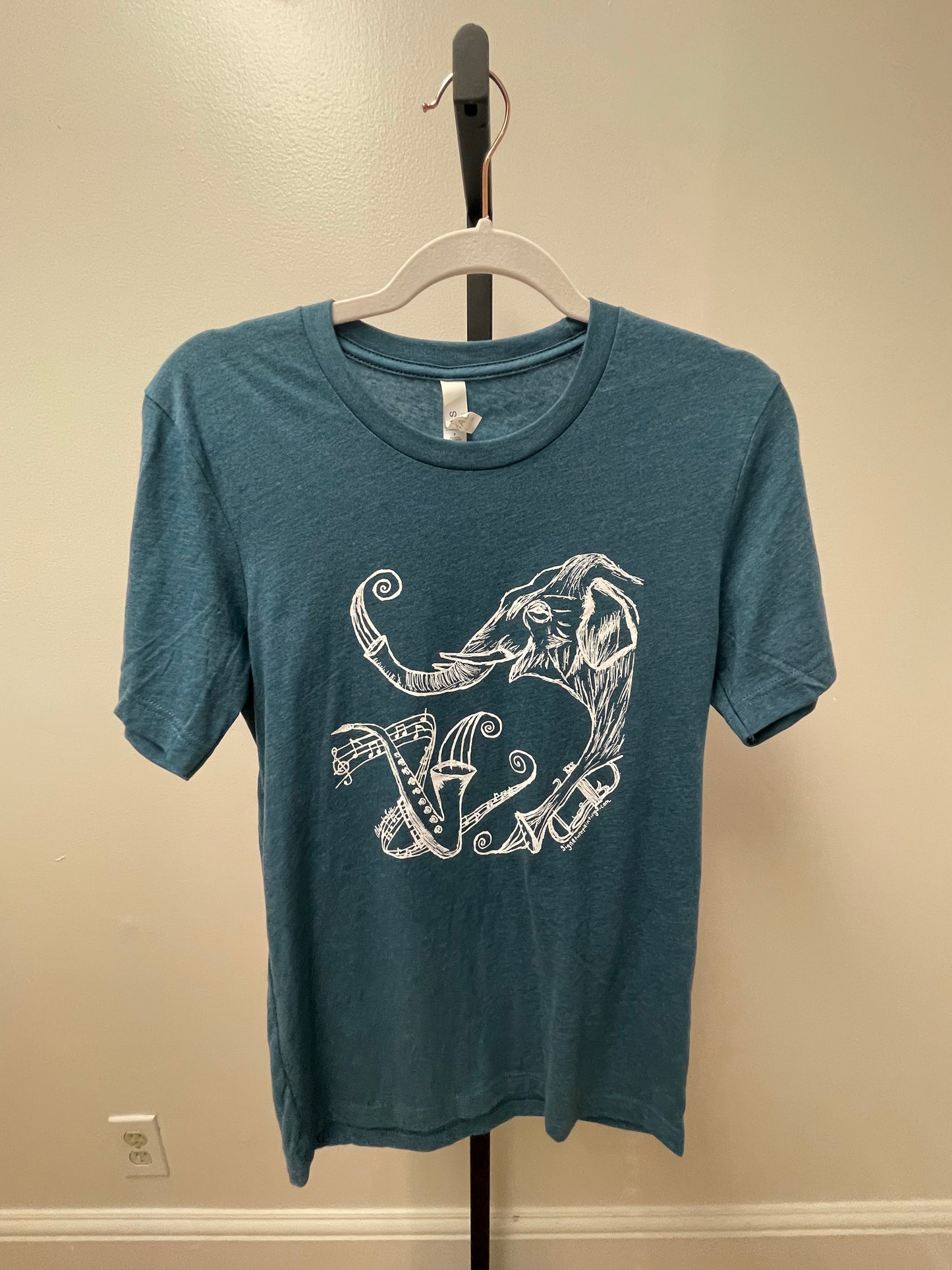 'Music Elephant' Heather Deep Teal T-shirt